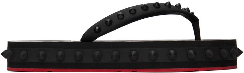 Christian Louboutin Black Loubi Flat Sandals - Picture 5