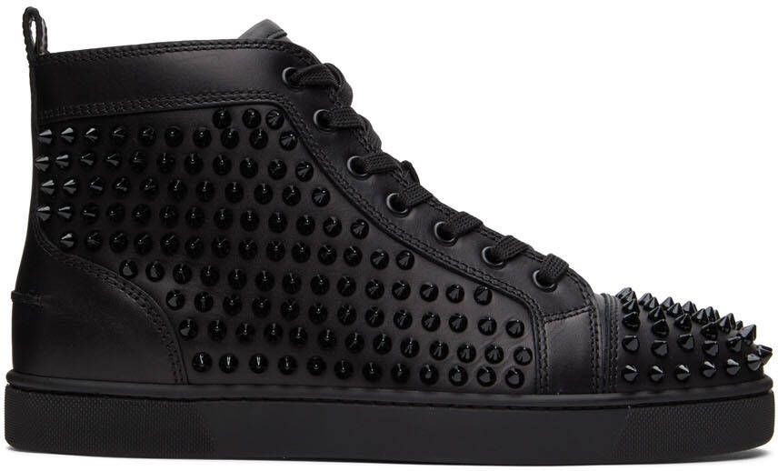 Christian Louboutin Black Louis Spikes High-Top Sneakers - Picture 5