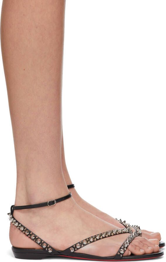 Christian Louboutin Black Mafaldina Spikes Flat Sandals - Picture 2