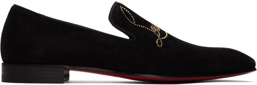 Christian Louboutin Black Navy Dandelion Strass Loafers - Picture 5