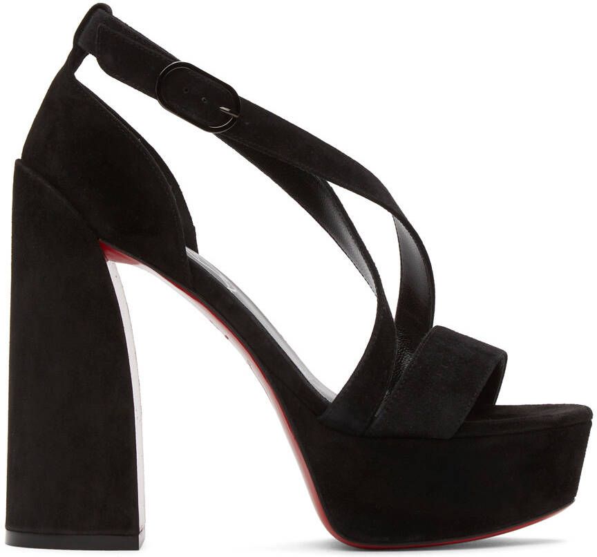 Christian Louboutin Black Suede Movida 130 Heels - Picture 4