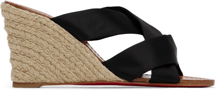 Christian Louboutin Black Wedge Heeled Sandals - Picture 5