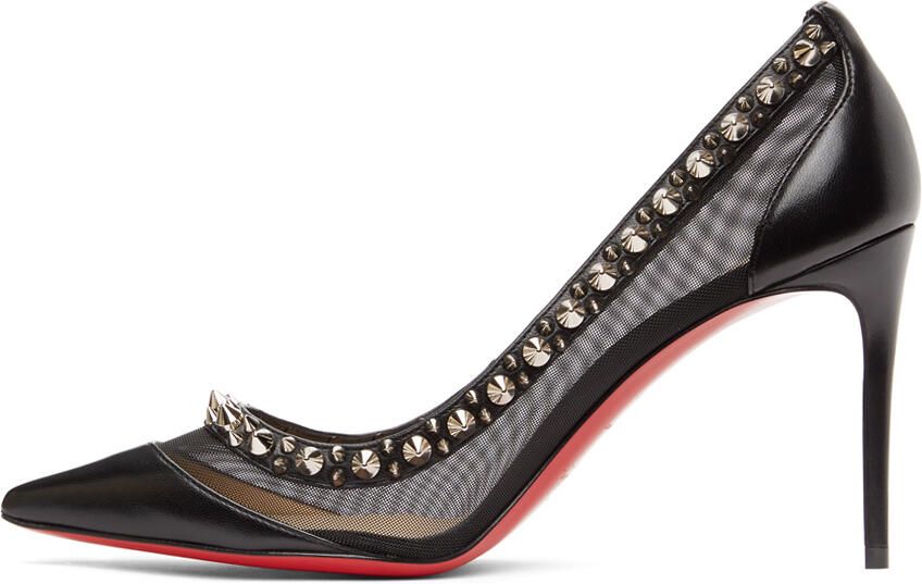 Christian Louboutin Black & Silver Galativi Spikes 85 Heels