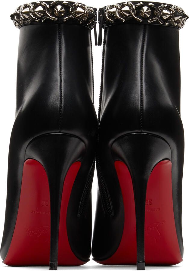 Christian Louboutin Black Booty Chain 100mm Boots - Picture 3