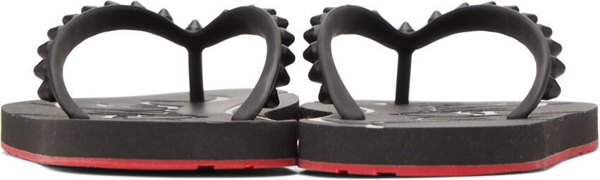 Christian Louboutin Black Loubi Flip Donna Flat Sandals - Picture 2