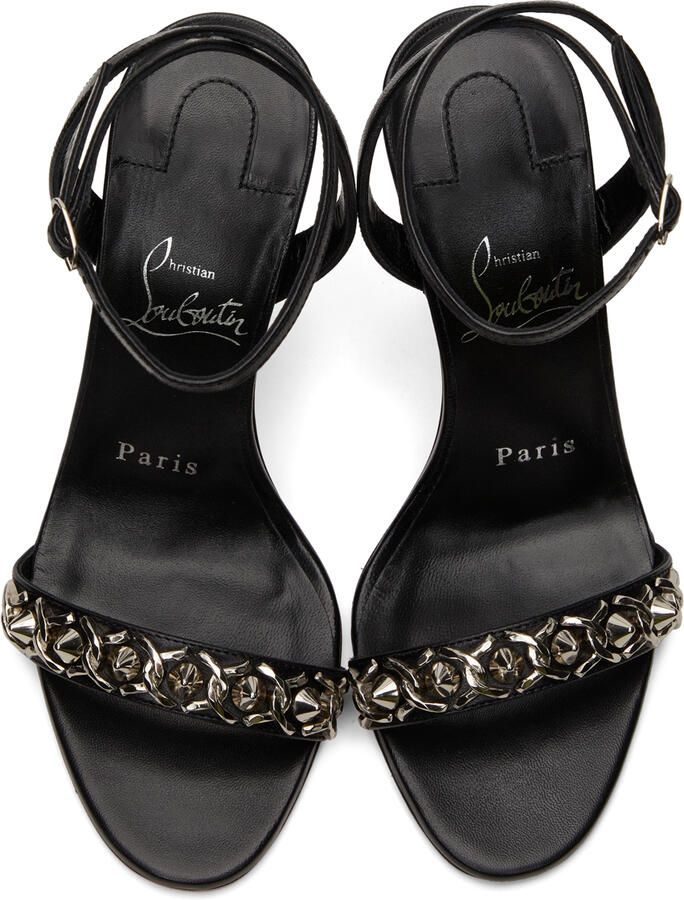 Christian Louboutin Black Loubigirl Chain 100mm Heels - Picture 4