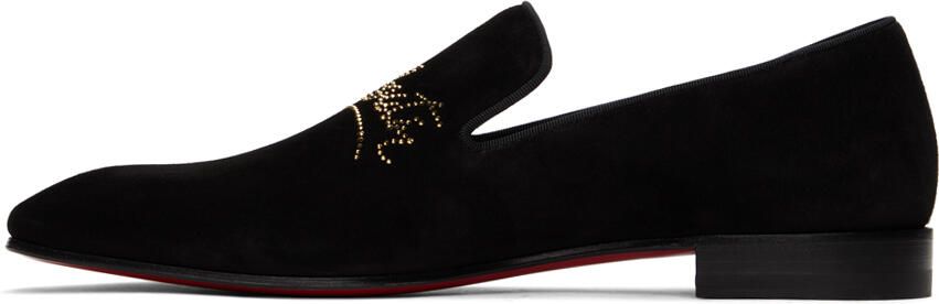 Christian Louboutin Black Navy Dandelion Strass Loafers - Picture 3