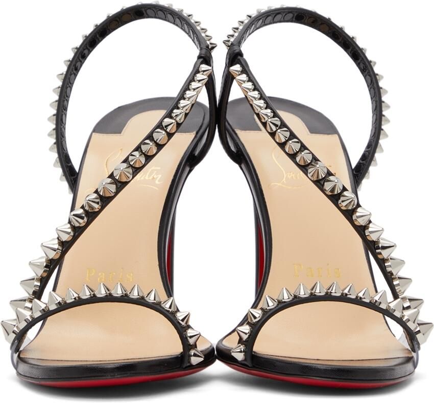 Christian Louboutin Black Rosalie Spikes 100 Heeled Sandals - Picture 2