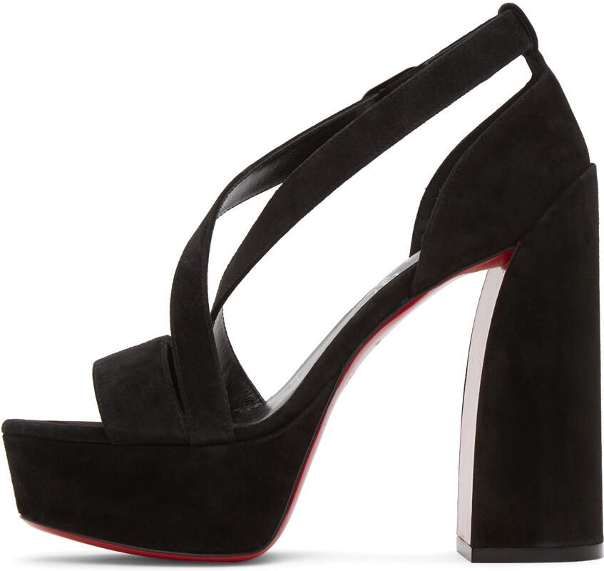 Christian Louboutin Black Suede Movida 130 Heels - Picture 2