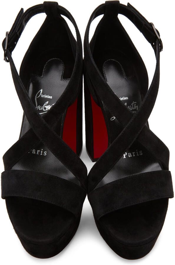 Christian Louboutin Black Suede Movida 130 Heels - Picture 3