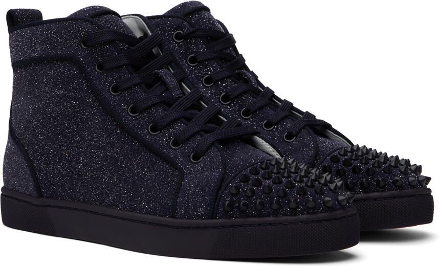 Christian Louboutin Navy Lou Spikes Orlato Sneakers - Picture 2