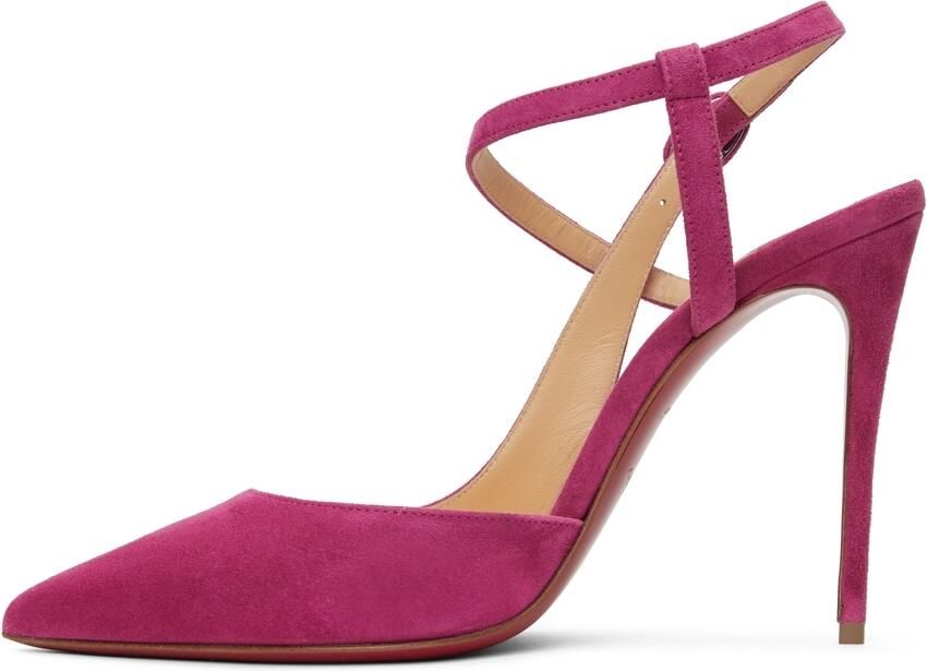 Christian Louboutin Pink Suede JenLove 100 Heels - Picture 4