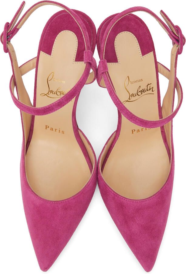 Christian Louboutin Pink Suede JenLove 100 Heels - Picture 3