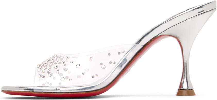 Christian Louboutin Silver Degramule Strass 85 Heeled Sandals - Picture 3