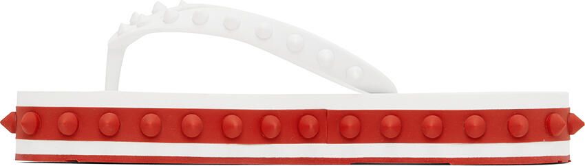 Christian Louboutin White Loubi Flip Flops - Picture 4