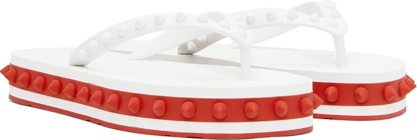 Christian Louboutin White Loubi Flip Flops - Picture 3