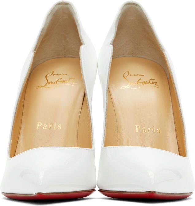 Christian Louboutin White Patent Hot Chick 100 Heels - Picture 3