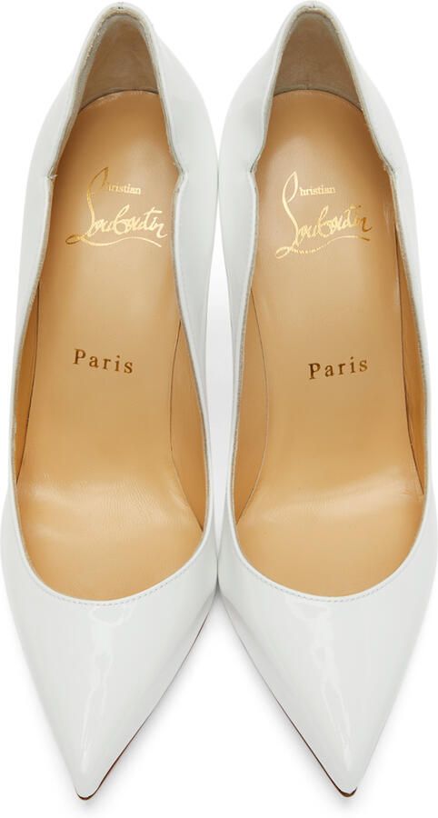 Christian Louboutin White Patent Hot Chick 100 Heels - Picture 2