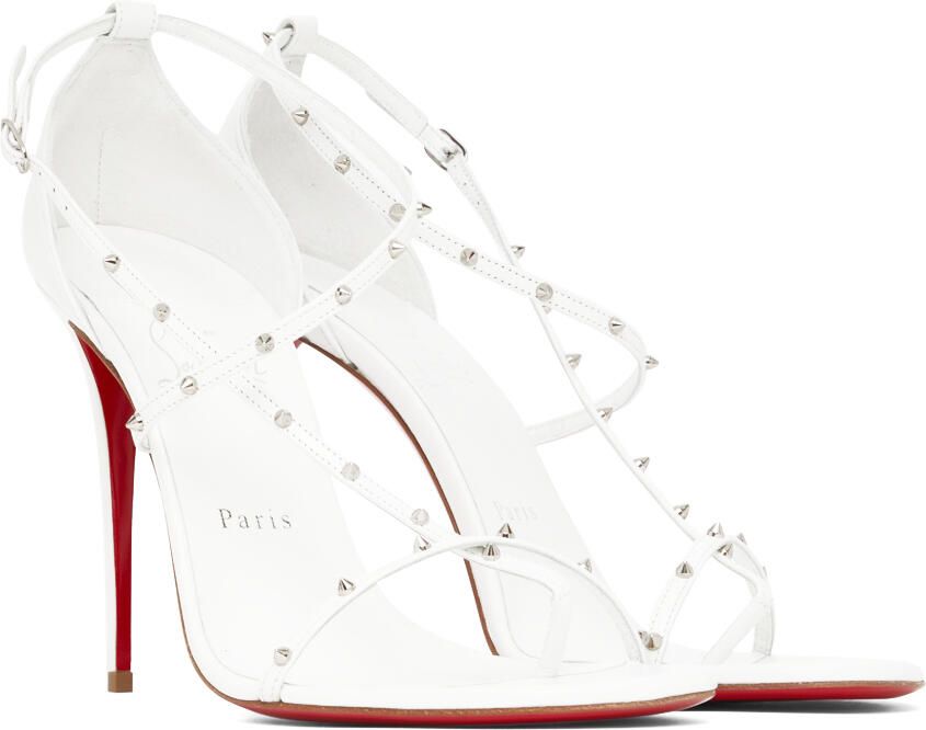 Christian Louboutin White Riojana Spikes 100 Heeled Sandals - Picture 3