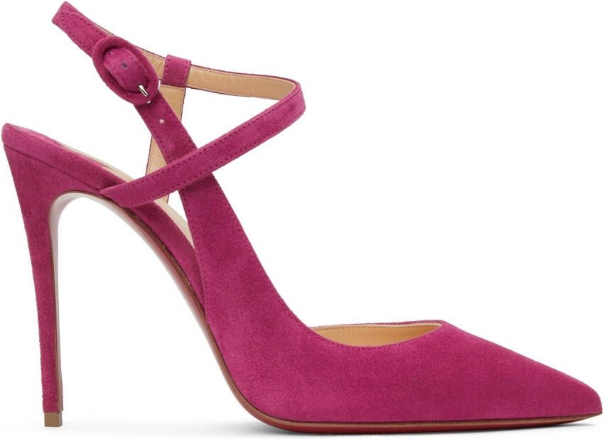 Christian Louboutin Pink Suede JenLove 100 Heels - Picture 5