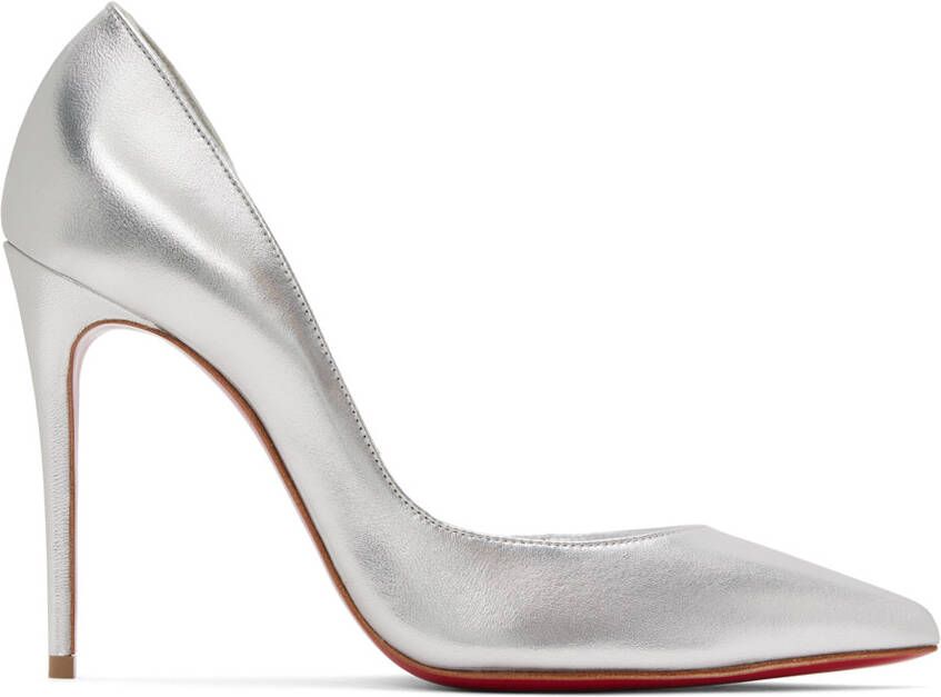 Christian Louboutin Silver Iriza 100 Heels - Picture 5