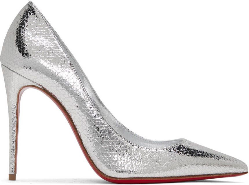 Christian Louboutin Silver Kate 100 Heels - Picture 5
