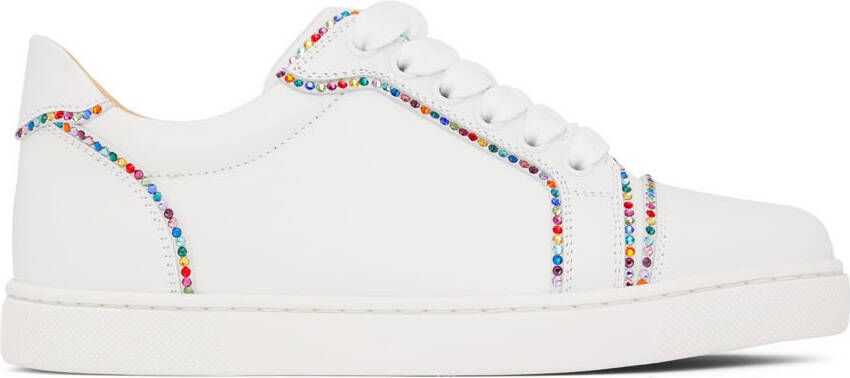 Christian Louboutin White Bordo Strass Sneakers - Picture 5