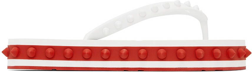 Christian Louboutin White Loubi Flip Flops - Picture 5