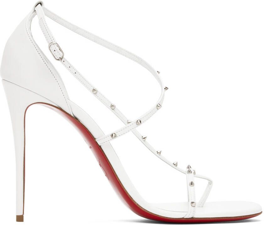 Christian Louboutin White Riojana Spikes 100 Heeled Sandals - Picture 5