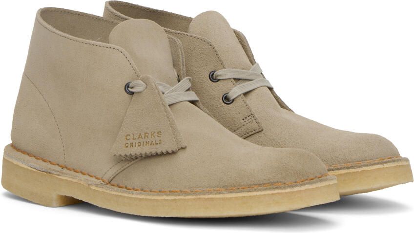 Clarks Originals Beige Lace-Up Desert Boots - Picture 2