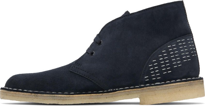 Clarks Originals Navy Sashiko Desert Boots - Picture 3