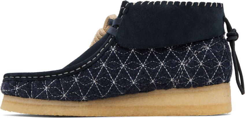 Clarks Originals Navy Wallabee Ankle Boots - Picture 3