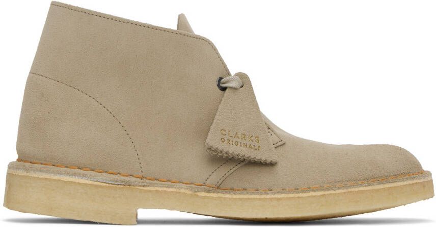 Clarks Originals Beige Lace-Up Desert Boots - Picture 5
