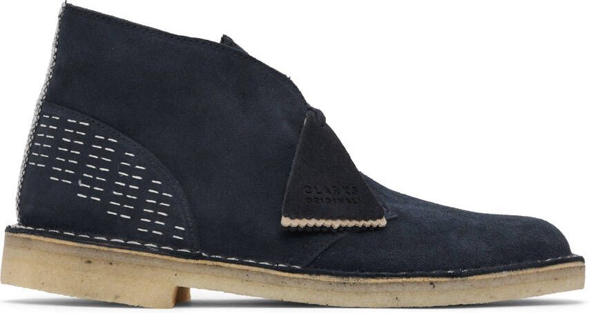 Clarks Originals Navy Sashiko Desert Boots - Picture 2