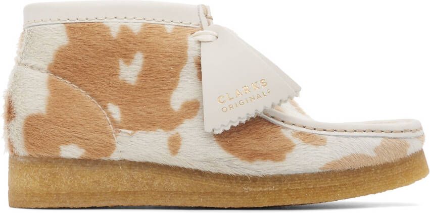 Clarks Originals Tan & Off-White Cow Print Wallabee Derbys