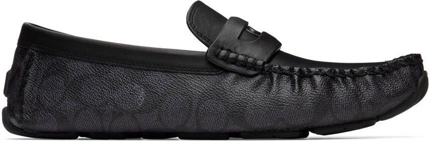 Coach 1941 Black & Grey Leather Coin Driver Loafers - Picture 5