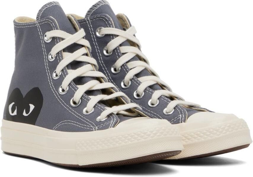 Comme des Garçons Play Grey Converse Edition Half Heart Chuck 70 High Sneakers - Picture 5