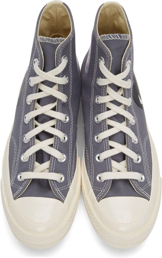 Comme des Garçons Play Grey Converse Edition Half Heart Chuck 70 High Sneakers - Picture 6