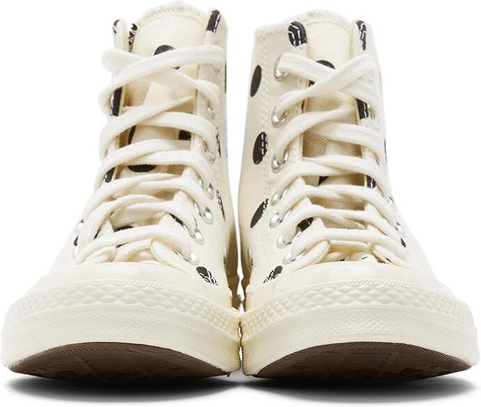 Comme des Garçons Play White Converse Edition Polka Dot Heart Chuck 70 High Sneakers - Picture 3
