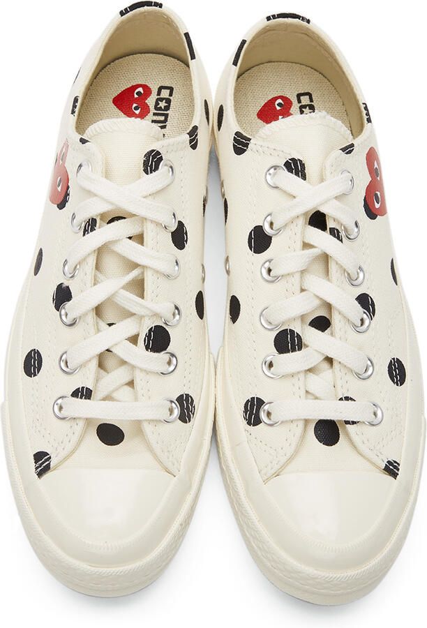 Comme des Garçons Play White Converse Edition Polka Dot Heart Chuck 70 Low Sneakers