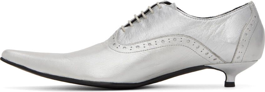 Comme des Garçons Silver Kitten Heel Oxfords - Picture 4