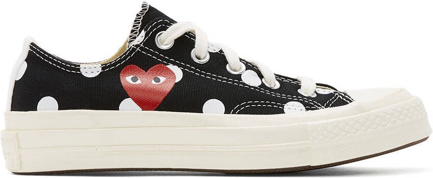 Comme des Garçons Play Black Converse Edition Polka Dot Heart Chuck 70 Low Sneakers - Picture 5