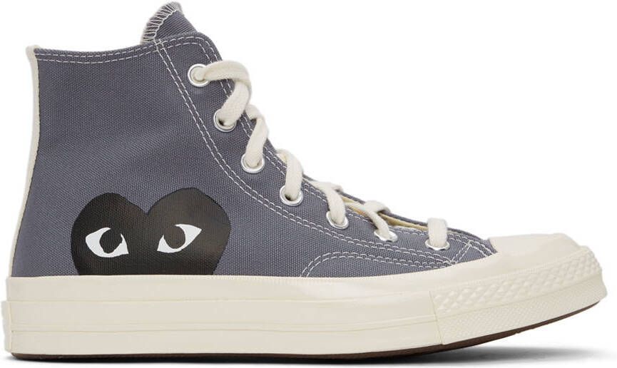 Comme des Garçons Play Grey Converse Edition Half Heart Chuck 70 High Sneakers - Picture 10