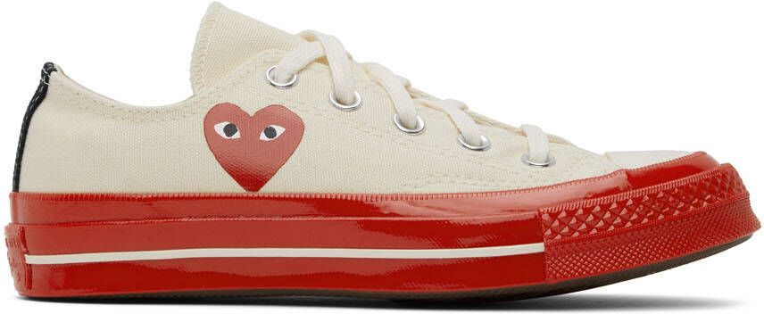 Comme des Garçons Play Off-White & Red Converse Edition Chuck 70 Low-Top Sneakers