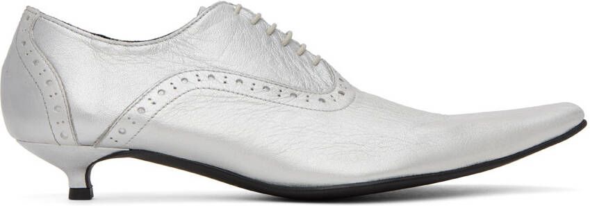 Comme des Garçons Silver Kitten Heel Oxfords - Picture 5