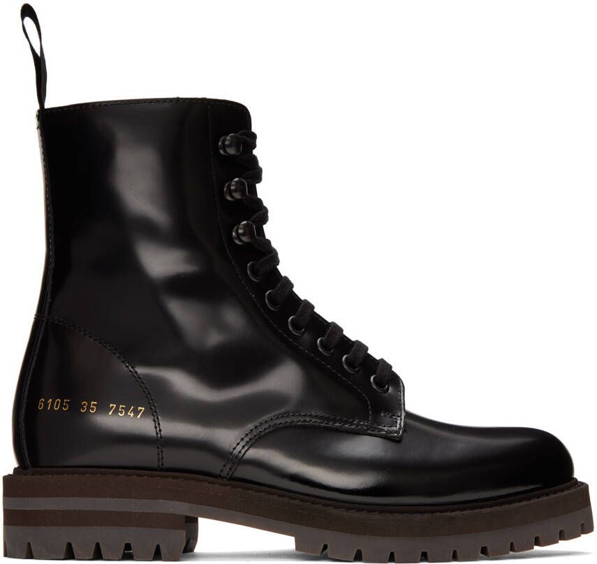 Common Projects Black Combat Ankle Boots