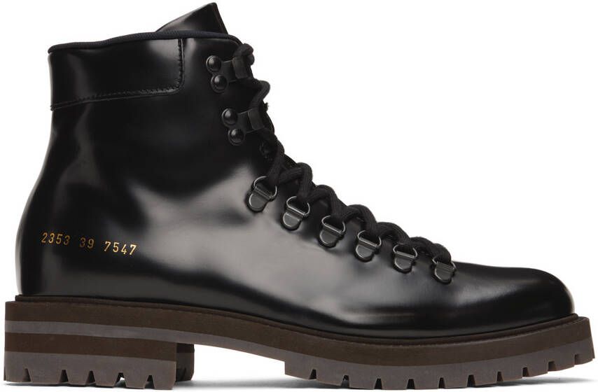 Common Projects Black Leather Hiking Boots