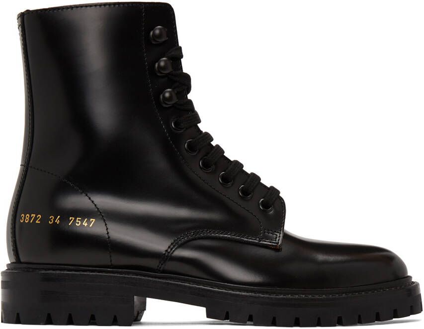 Common Projects Black Lug Sole Combat Boots - Picture 4