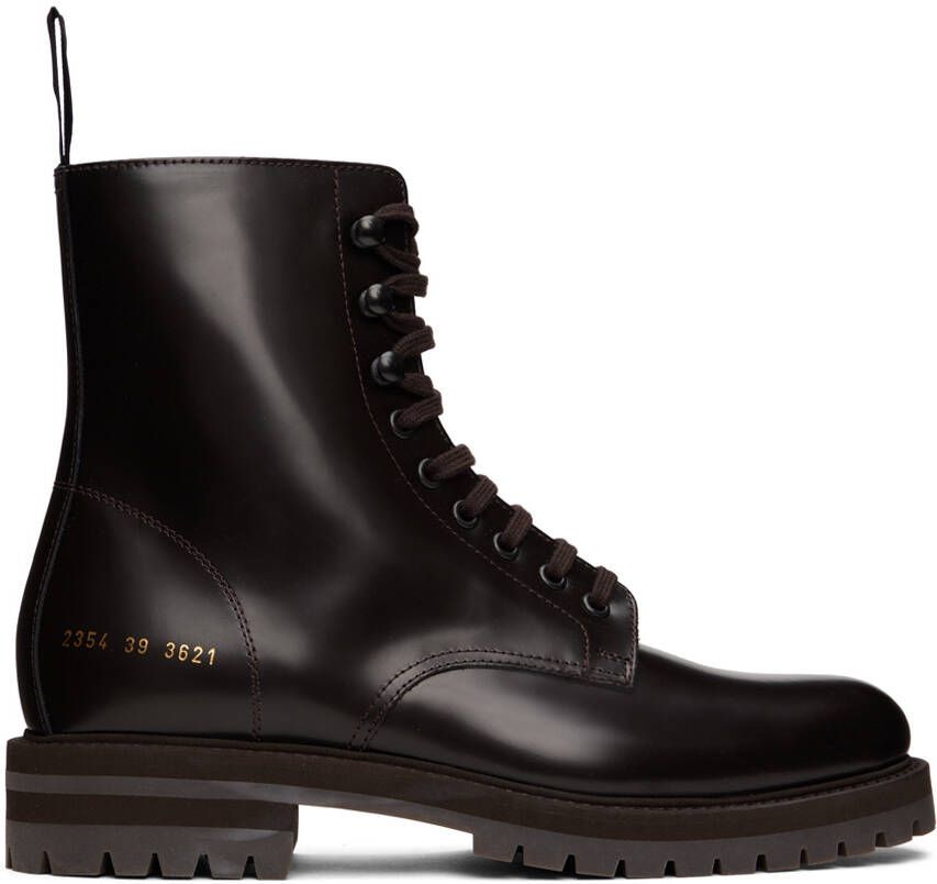 Common Projects Brown Leather Combat Boots - Picture 5