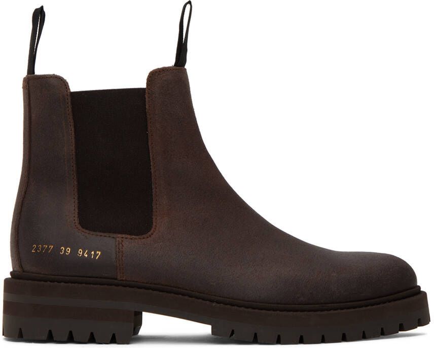 Common Projects Brown Stamp Chelsea Boots - Picture 5